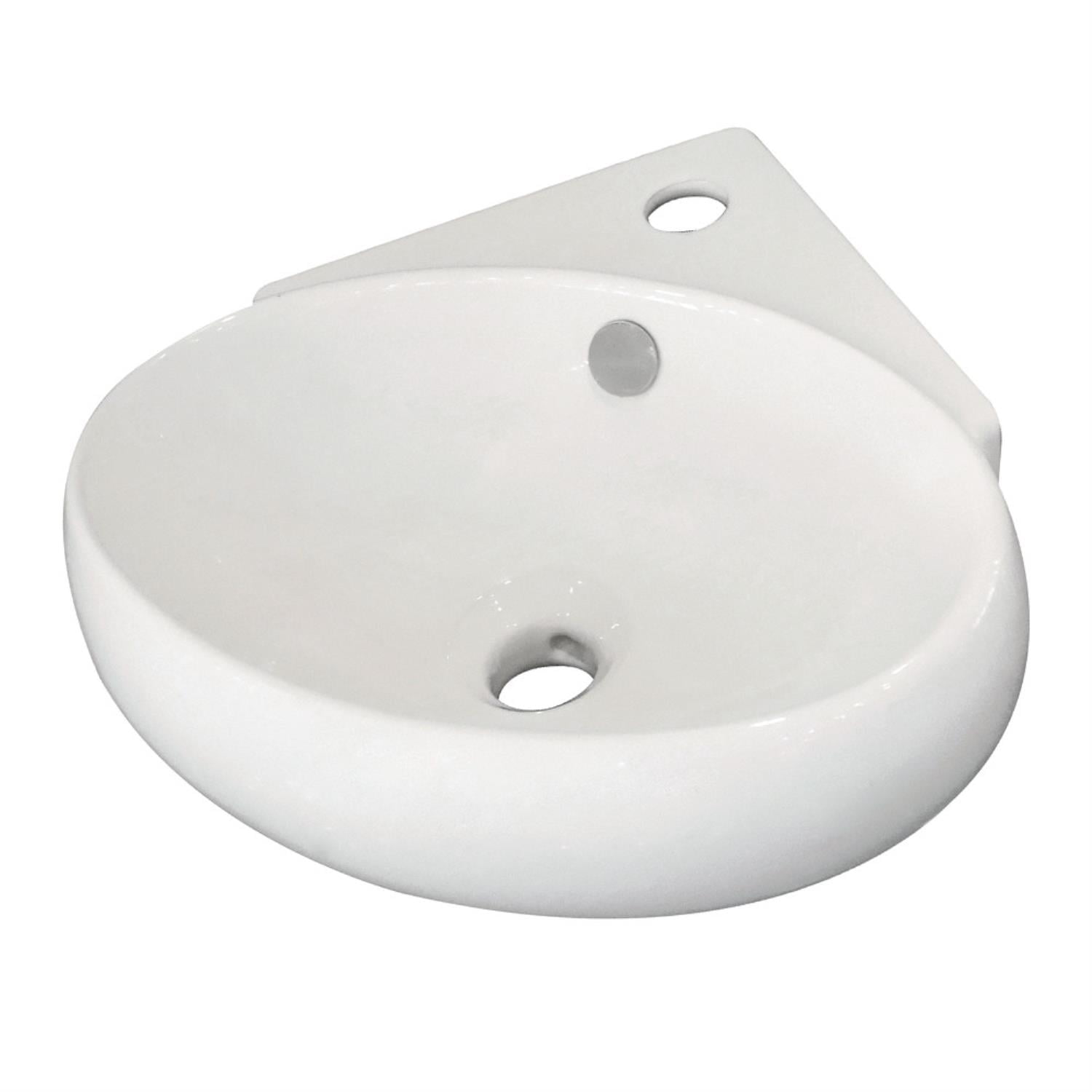White Ceramic Corner Wall-Mount Bathroom Sink