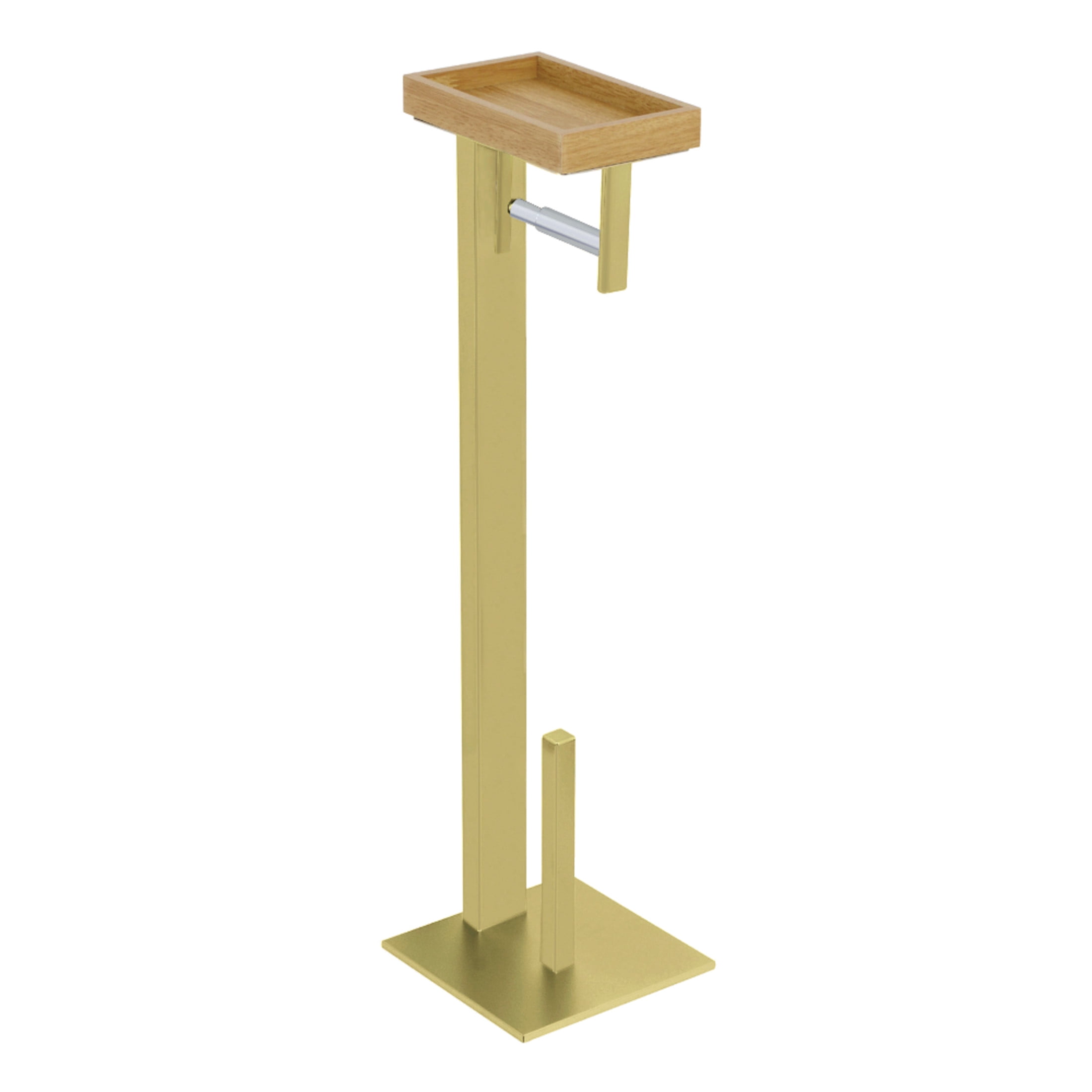 Kingston Brass SCC8507 Freestanding Toilet Paper Holder with Storage Shelf in Brushed Brass