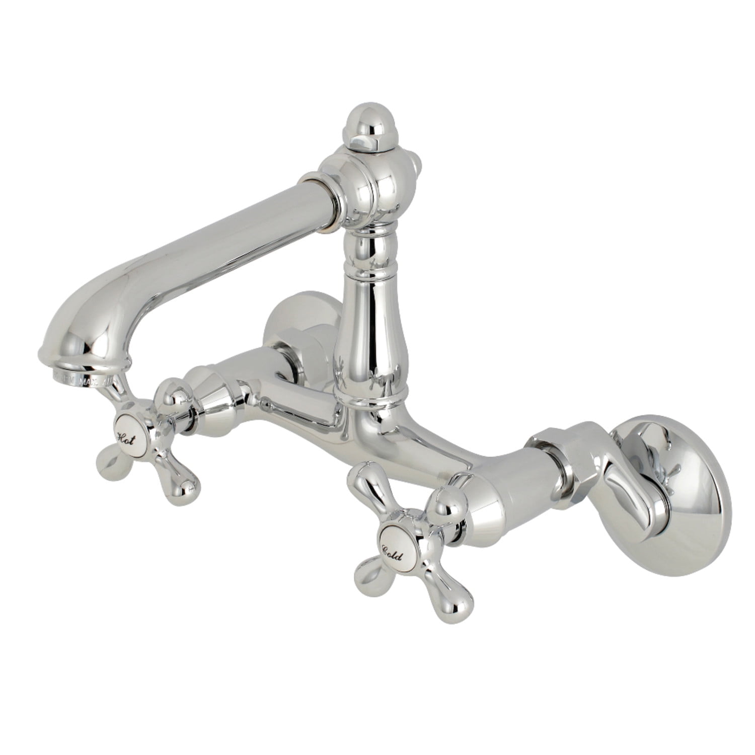 Kingston Brass English Country 6-Inch Adjustable Center Wall Mount Kitchen Faucet, Polished Chrome