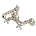 thumbnail image 1 of Kingston Brass  English Country 6-Inch Adjustable Center Wall Mount Kitchen Faucet Polished Nickel Nickel Finish, Polished, 1 of 5