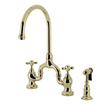 Kingston Brass KS7792AXBS English Country Bridge Kitchen Faucet with Brass Side Sprayer, Polished Brass