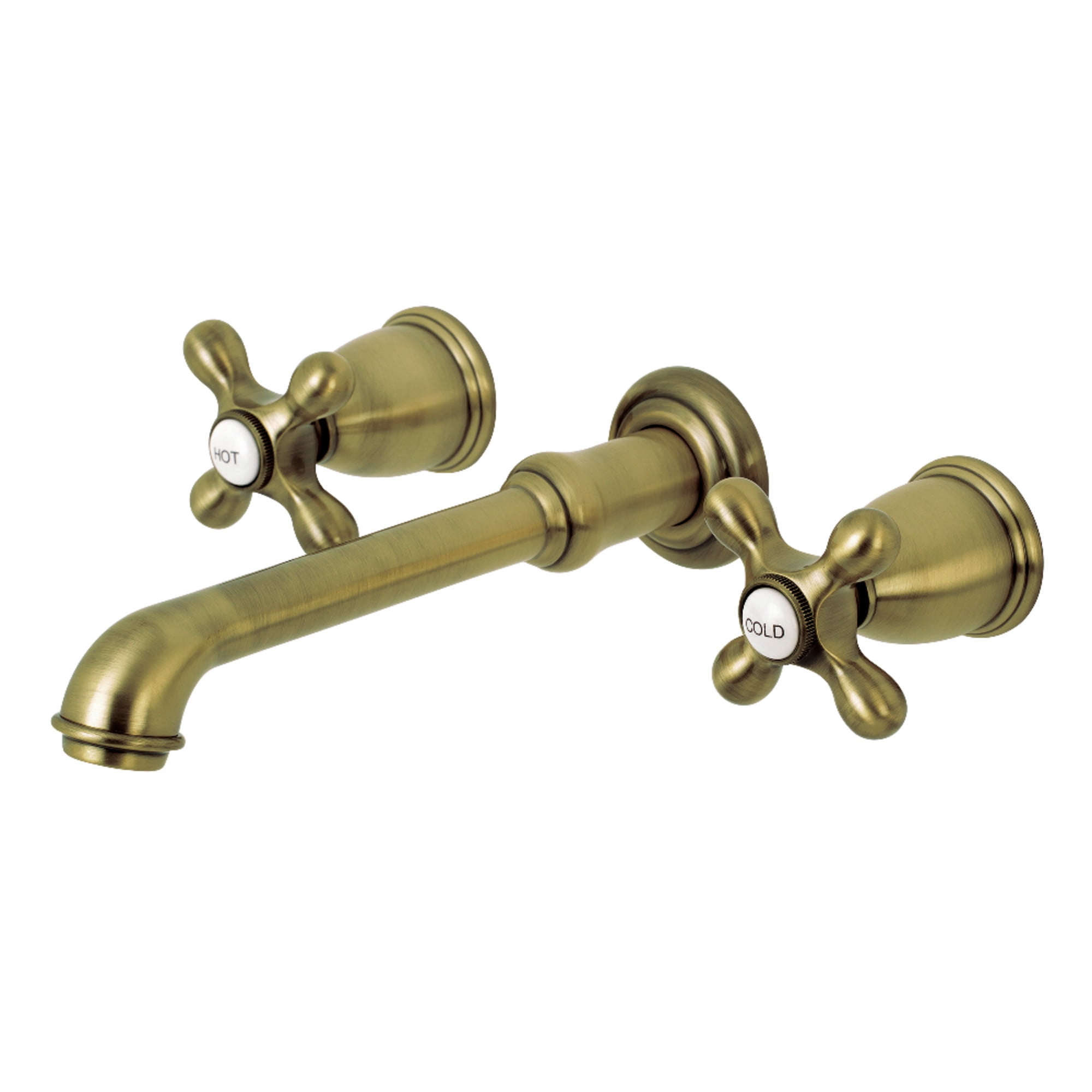 Kingston Brass KS7023AX English Country Two-Handle Wall Mount Roman Tub Faucet, Antique Brass