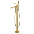 thumbnail image 1 of Kingston Brass KS7037ABL English Country Freestanding Tub Faucet with Hand Shower, Brushed Brass, 1 of 6