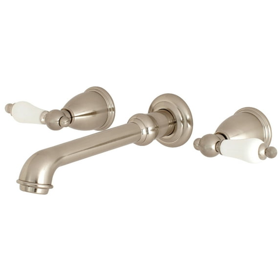Kingston Brass KS7028PL English Vintage Two-Handle Wall Mount Roman Tub Faucet, Brushed Nickel