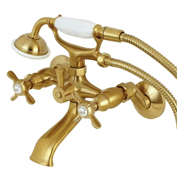 Kingston Brass Wall-Mount Clawfoot Tub Faucets With Brushed Brass KS285SB