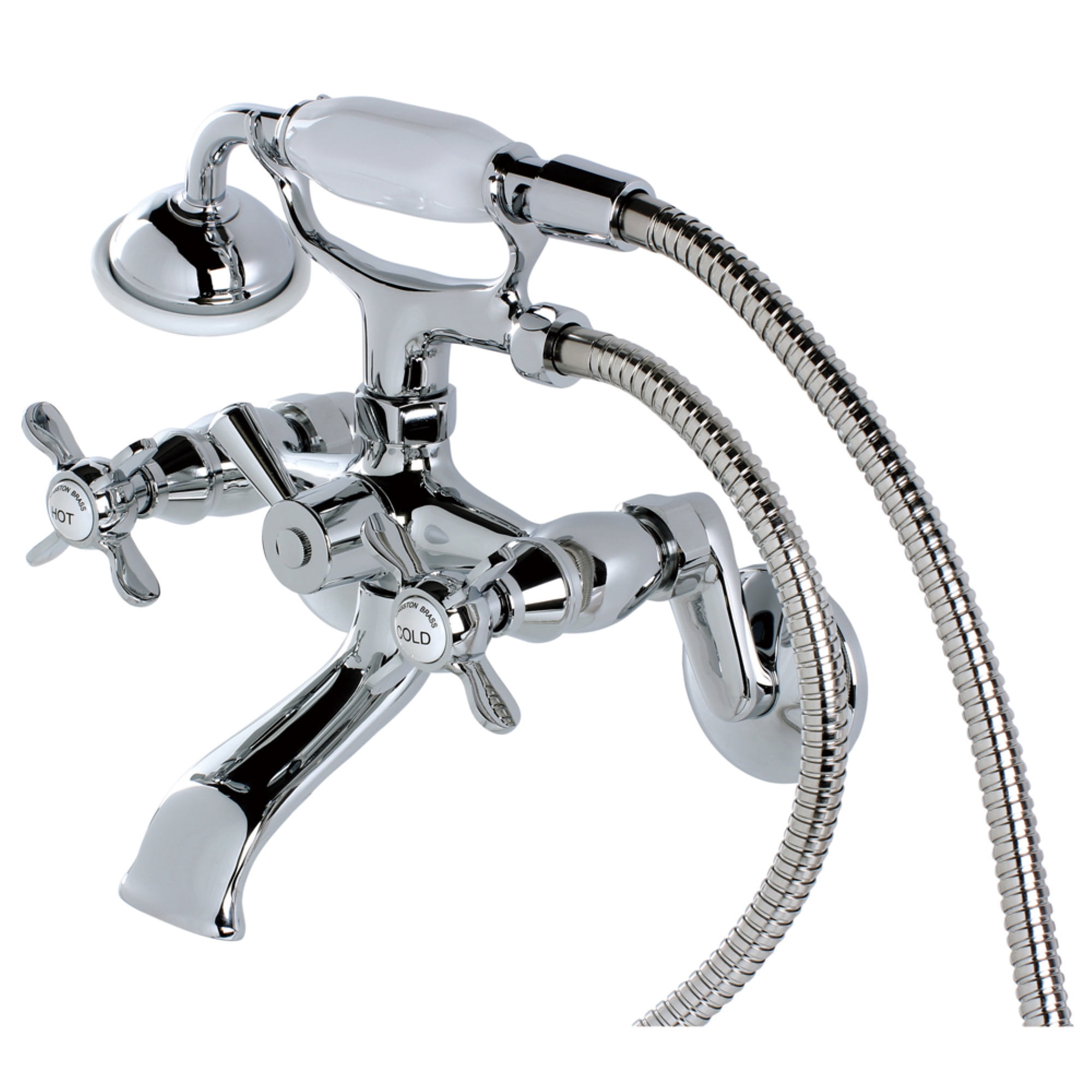 Kingston Brass KS286C Essex Wall Mount Clawfoot Tub Faucet with Hand Shower, Polished Chrome
