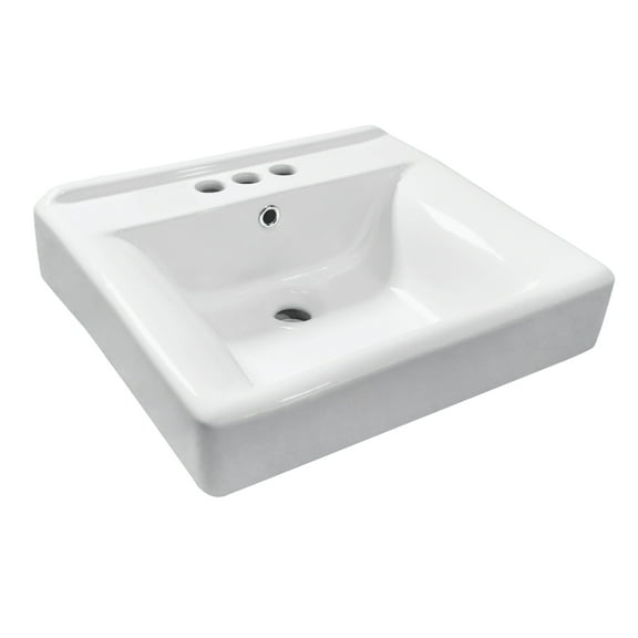 Kingston Brass EV2018W34 Concord 20" Ceramic Console Sink (4-Inch, 3-Hole), White