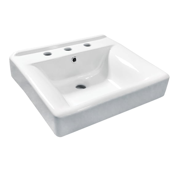 Kingston Brass EV2018W38 Concord 20-Inch Ceramic Console Sink Basin Only (8-Inch, 3-Hole) in White