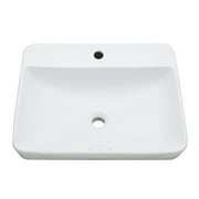 Kingston Brass EV2318 Century 23" Ceramic Rectangular Ceramic Drop-In Bathroom Sink (Single Hole), White