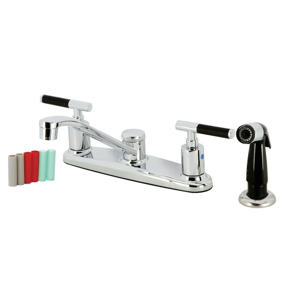Kingston Brass FB112CKL Kaiser 8-Inch Centerset Kitchen Faucet with Sprayer, Polished Chrome
