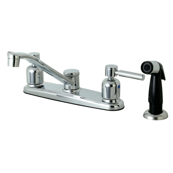 Kingston FB112DL Concord Two-Handle 4-Hole 8" Centerset Kitchen Faucet with Side Sprayer in Polished Chrome