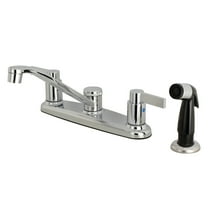 Kingston FB112NDL NuvoFusion Two-Handle 4-Hole 8" Centerset Kitchen Faucet with Side Sprayer in Polished Chrome