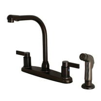 Kingston FB2755NDLSP NuvoFusion Two-Handle 4-Hole 8" Centerset Kitchen Faucet with Side Sprayer in Oil Rubbed Bronze