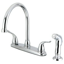 Kingston FB2791YLSP Yosemite Two-Handle 4-Hole 8" Centerset Kitchen Faucet with Side Sprayer in Polished Chrome