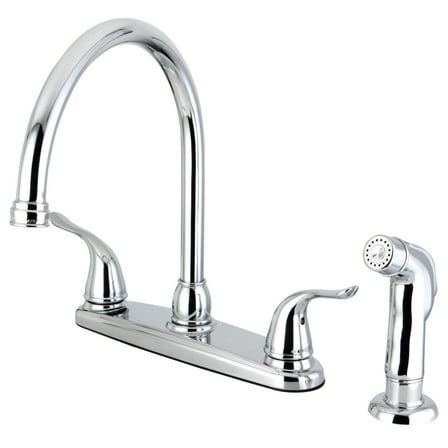 Kingston FB2791YLSP Yosemite Two-Handle 4-Hole 8" Centerset Kitchen Faucet with Side Sprayer in Polished Chrome