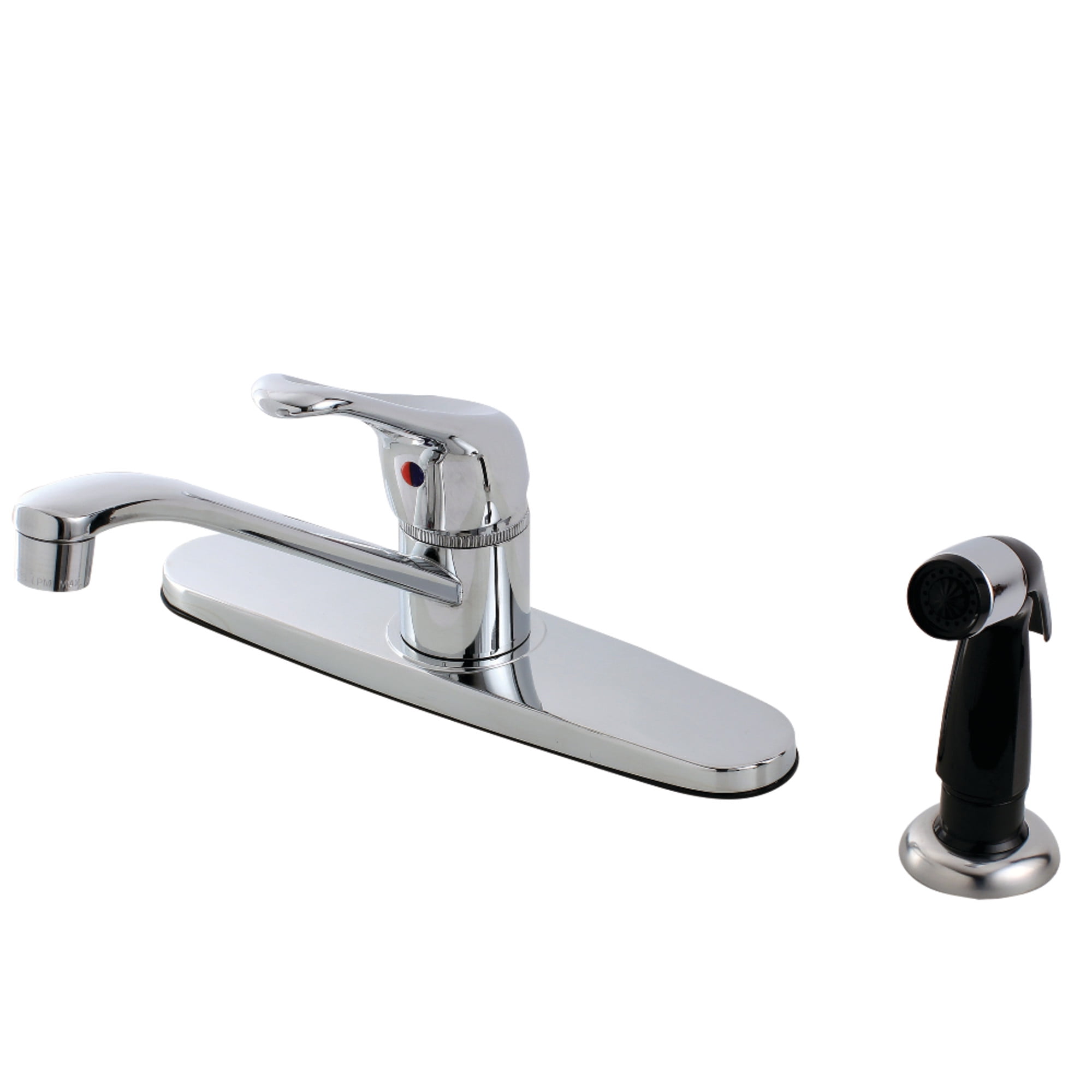 Kingston FB562 Wyndham One-Handle 4-Hole 8" Centerset Kitchen Faucet with Side Sprayer in Polished Chrome