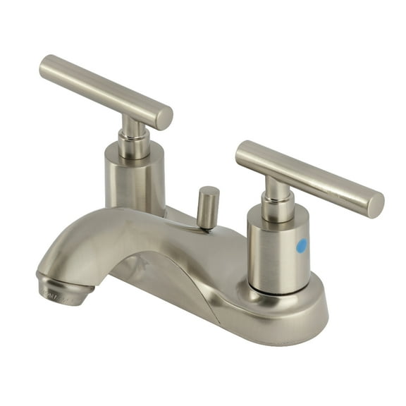 Kingston Brass FB5628CML Manhattan Double-Handle 4" Centerset Bathroom Faucet with Pop-Up Drain, Brushed Nickel