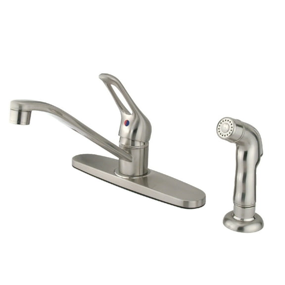 Kingston FB562SNSP Wyndham One-Handle 4-Hole 8" Centerset Kitchen Faucet with Side Sprayer in Brushed Nickel