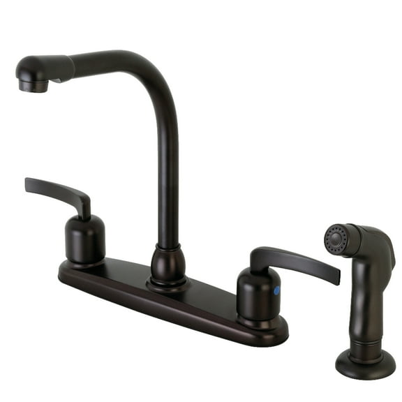 Kingston FB755EFLSP Centurion Two-Handle 4-Hole 8" Centerset Kitchen Faucet with Side Sprayer in Oil Rubbed Bronze