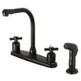 thumbnail image 1 of Kingston FB755ZXSP Millennium Two-Handle 4-Hole 8" Centerset Kitchen Faucet with Side Sprayer in Oil Rubbed Bronze, 1 of 5