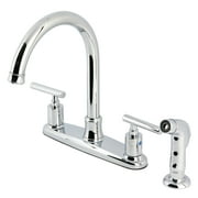 Kingston Brass FB7791CMLSP Manhattan Double-Handle 8" Centerset Kitchen Faucet with Side Sprayer, Polished Chrome