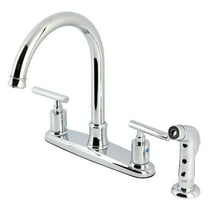 Kingston Brass FB7791CMLSP Manhattan Double-Handle 8" Centerset Kitchen Faucet with Side Sprayer, Polished Chrome