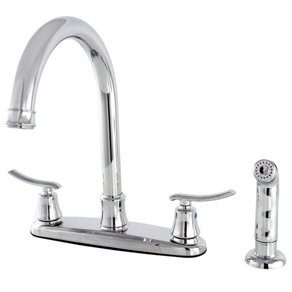 Kingston FB7791JLSP Jamestown Two-Handle 4-Hole 8" Centerset Kitchen Faucet with Side Sprayer in Polished Chrome