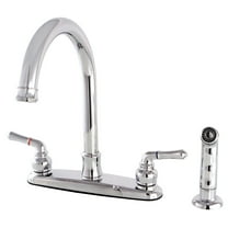 Kingston FB7791NMLSP Naples Two-Handle 4-Hole 8" Centerset Kitchen Faucet with Side Sprayer in Polished Chrome
