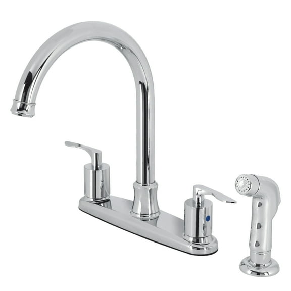 Kingston FB7791SVLSP Serena Two-Handle 4-Hole 8" Centerset Kitchen Faucet with Side Sprayer in Polished Chrome