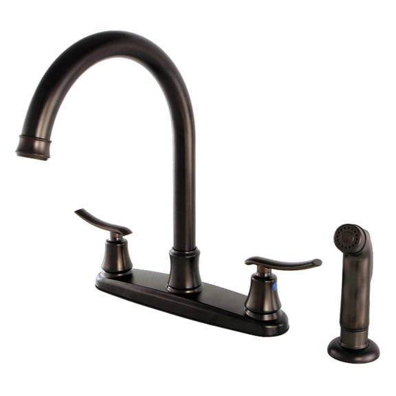 Kingston FB7795JLSP Jamestown Two-Handle 4-Hole 8" Centerset Kitchen Faucet with Side Sprayer in Oil Rubbed Bronze