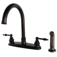 thumbnail image 1 of Kingston FB7795KLSP Knight Two-Handle 4-Hole 8" Centerset Kitchen Faucet with Side Sprayer in Oil Rubbed Bronze, 1 of 4