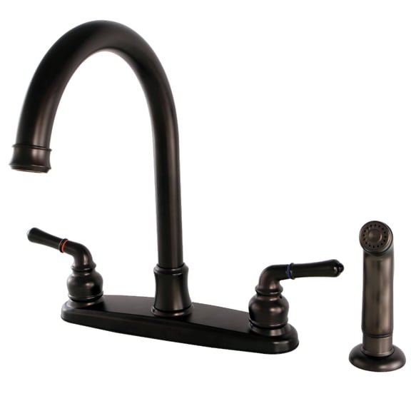 Kingston FB7795NMLSP Naples Two-Handle 4-Hole 8" Centerset Kitchen Faucet with Side Sprayer in Oil Rubbed Bronze
