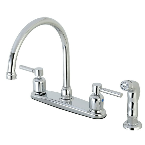 Kingston FB791DLSP Concord Two-Handle 4-Hole 8" Centerset Kitchen Faucet with Side Sprayer in Polished Chrome