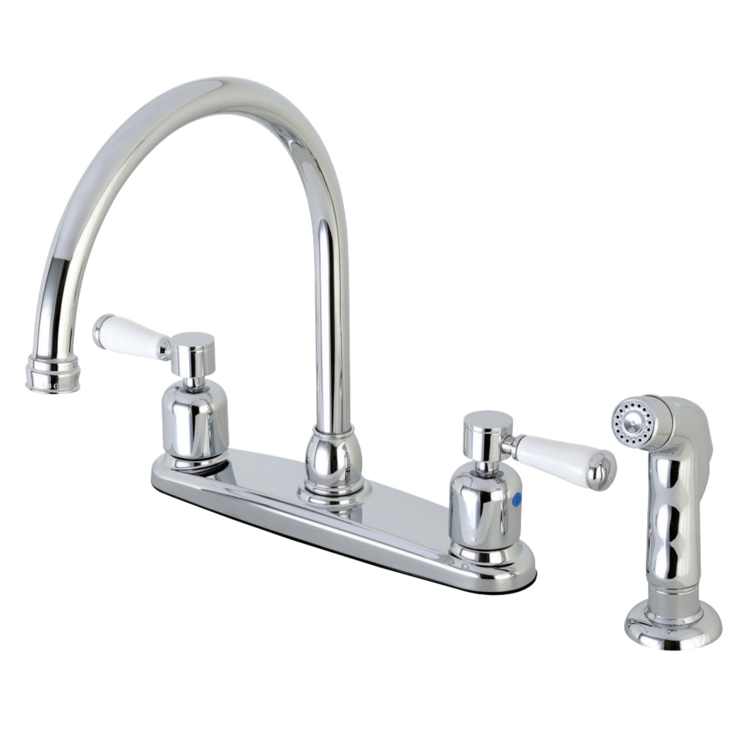 Kingston Brass Paris 8-Inch Centerset Kitchen Faucet With Sprayer - Polished Chrome