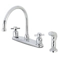 thumbnail image 1 of Kingston FB791DXSP Concord Two-Handle 4-Hole 8" Centerset Kitchen Faucet with Side Sprayer in Polished Chrome, 1 of 4