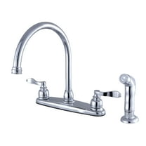 Kingston FB791NFLSP NuWave French Two-Handle 4-Hole 8" Centerset Kitchen Faucet with Side Sprayer in Polished Chrome