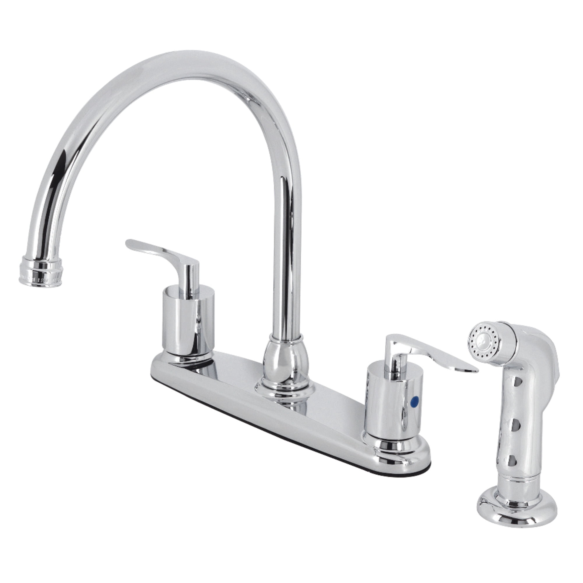 Kingston FB791SVLSP Serena Two-Handle 4-Hole 8" Centerset Kitchen Faucet with Side Sprayer in Polished Chrome