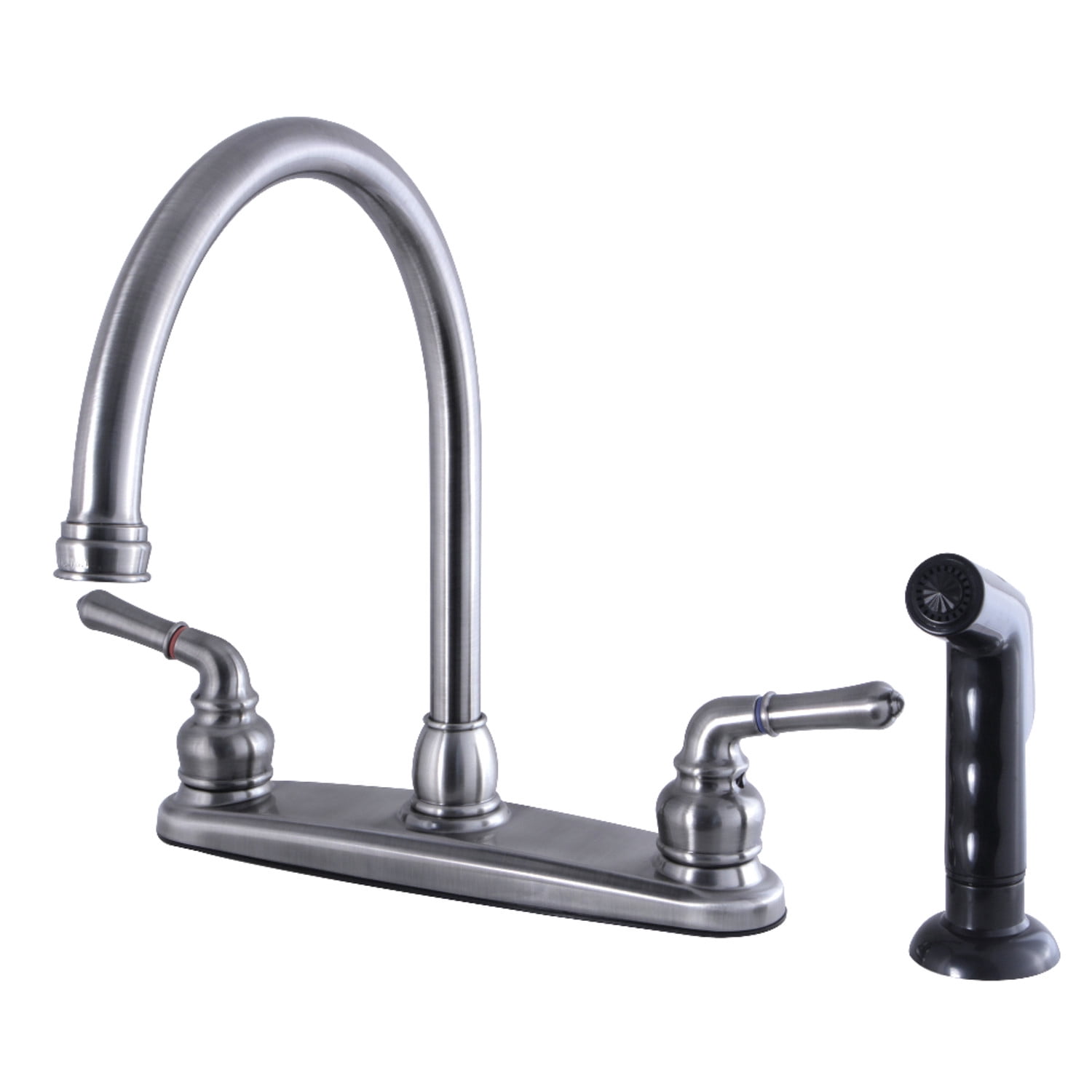 Kingston Brass FB794SP Magellan 8" Centerset Kitchen Faucet with Sprayer, Black Stainless
