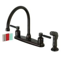 Kingston FB795DKLSP Kaiser Two-Handle 4-Hole 8" Centerset Kitchen Faucet with Side Sprayer in Oil Rubbed Bronze