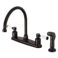 thumbnail image 1 of Kingston FB795DPLSP Paris Two-Handle 4-Hole 8" Centerset Kitchen Faucet with Side Sprayer in Oil Rubbed Bronze, 1 of 5