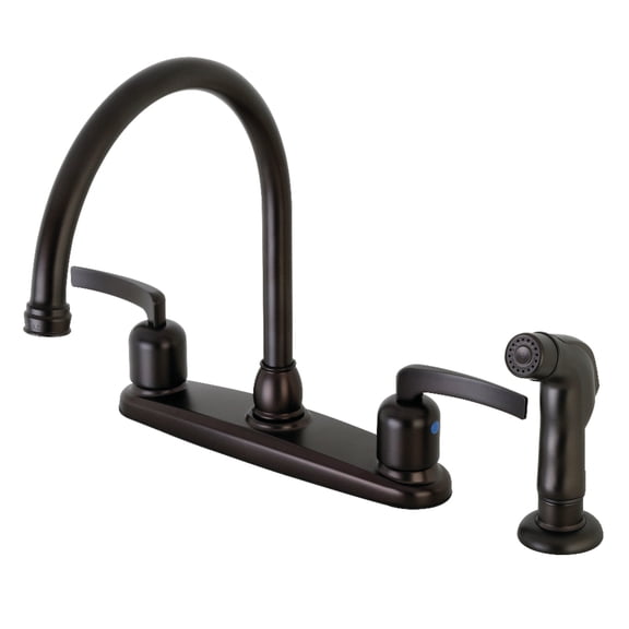 Kingston FB795EFLSP Centurion Two-Handle 4-Hole 8" Centerset Kitchen Faucet with Side Sprayer in Oil Rubbed Bronze