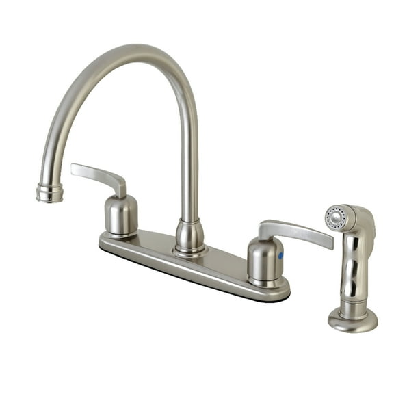Kingston FB798EFLSP Centurion Two-Handle 4-Hole 8" Centerset Kitchen Faucet with Side Sprayer in Brushed Nickel