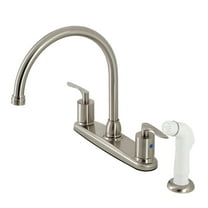 Kingston FB798SVLSP Serena Two-Handle 4-Hole 8" Centerset Kitchen Faucet with Side Sprayer in Brushed Nickel