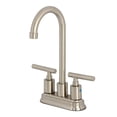thumbnail image 1 of Kingston Brass FB8498CML Manhattan Double-Handle 4" Centerset High-Arc Bar Faucet, Brushed Nickel, 1 of 6