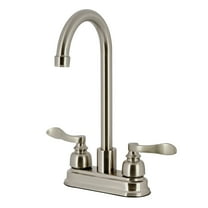 Kingston Brass FB8498NFL Nuwave French Double-Handle 4" Centerset High-Arc Bar Faucet, Brushed Nickel