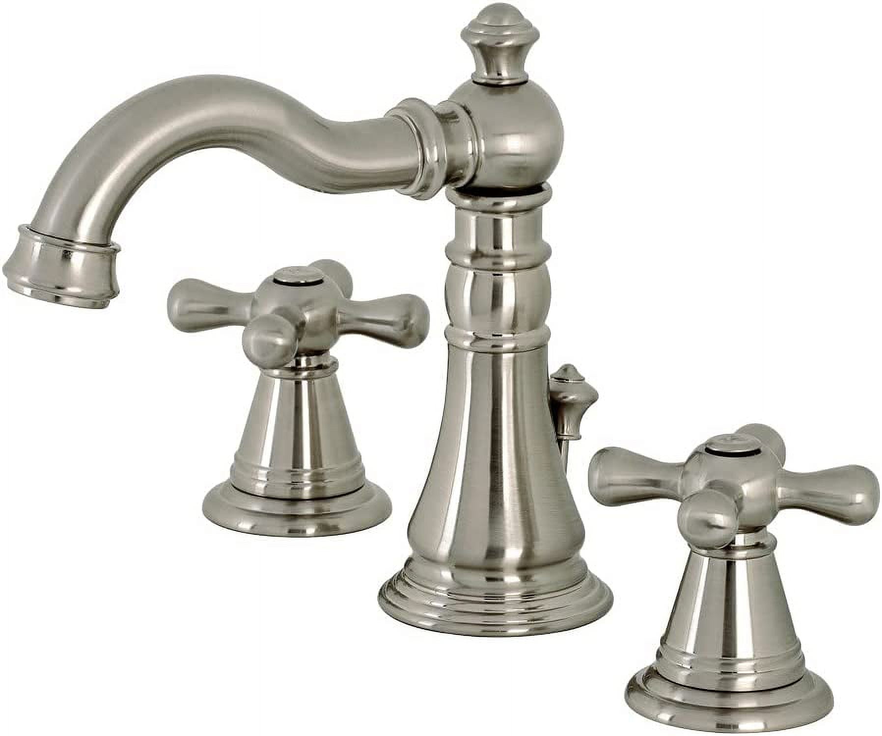 Nickel Traditional Widespread Bathroom Faucet with Drain Assembly