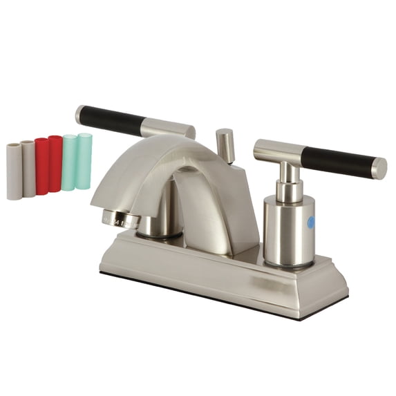 Kingston Brass FSC4648CKL Kaiser 4 in. Centerset Bathroom Faucet with Pop-Up Drain, Brushed Nickel