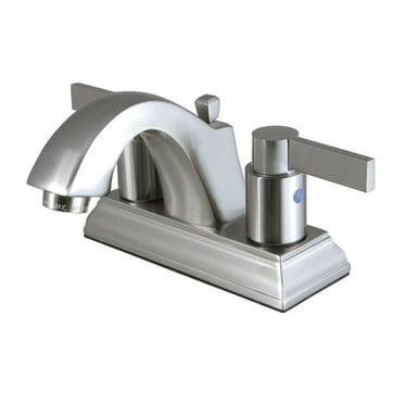 Kingston Brass FSC4648NDL NuvoFusion 4 in. Centerset Bathroom Faucet with Pop-Up Drain, Brushed Nickel