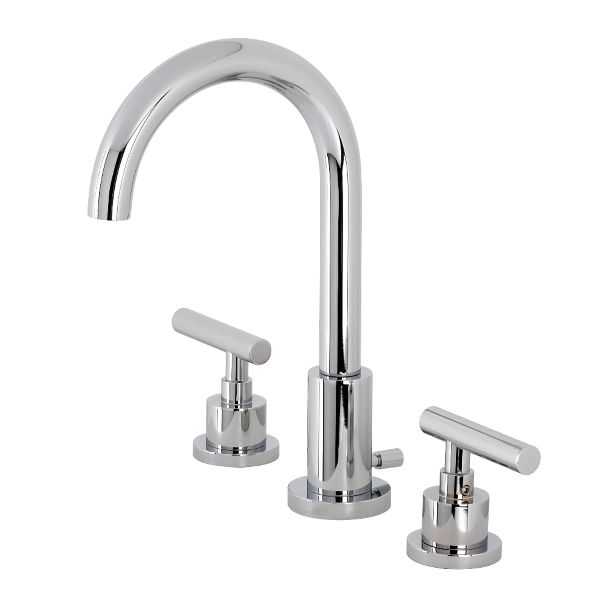 Kingston Brass FSC8921CML Manhattan Two-Handle 3-Hole Deck Mount Widespread Bathroom Faucet with Brass Pop-Up in Polished Chrome