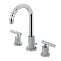 Kingston Brass FSC8921KNL Convergent Two-Handle 3-Hole Deck Mount Widespread Bathroom Faucet with Knurled Handle and Brass Pop-Up in Polished Chrome